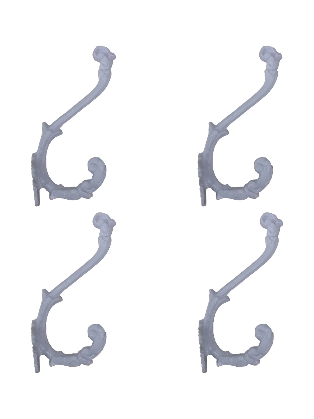 

IndianShelf White 4 Pieces Metal Engraved Wall Mounted Hooks Door Hanger
