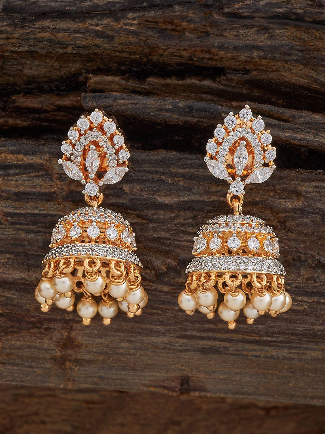 

Kushal's Fashion Jewellery Dome Shaped Jhumkas Earrings, White