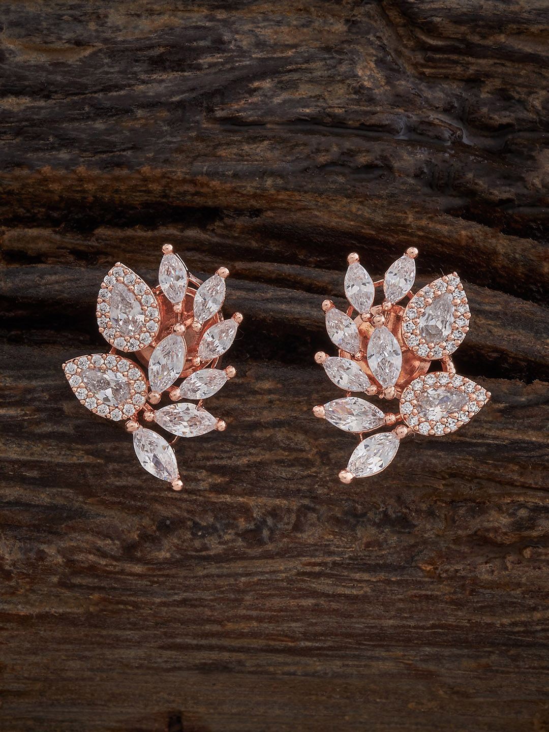 

Kushal's Fashion Jewellery Rose Gold-Plated Zircon Studded Contemporary Studs Earrings