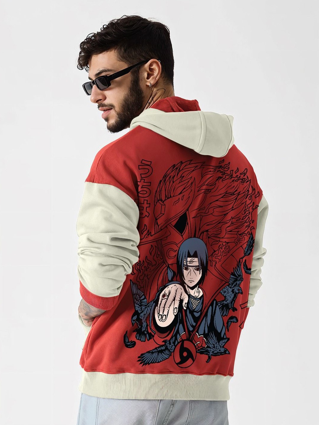 

Crazymonk Men Printed Hooded Sweatshirt, Maroon
