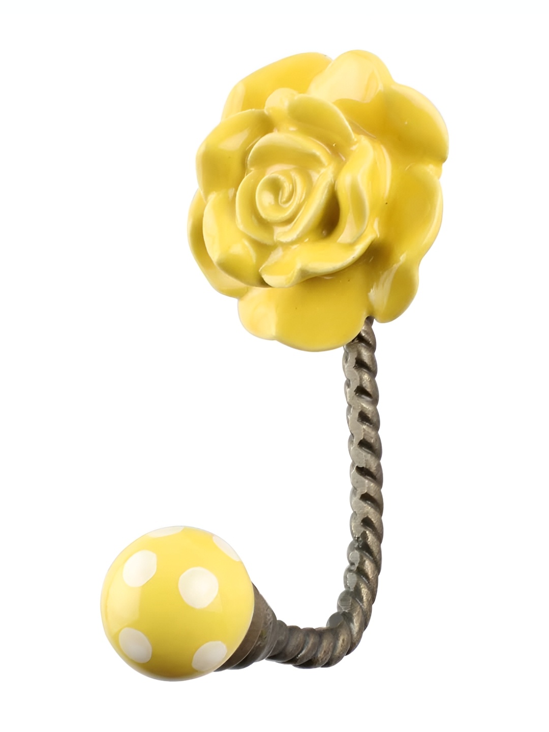 

IndianShelf Grey & Yellow Floral Ceramic Wall Hooks
