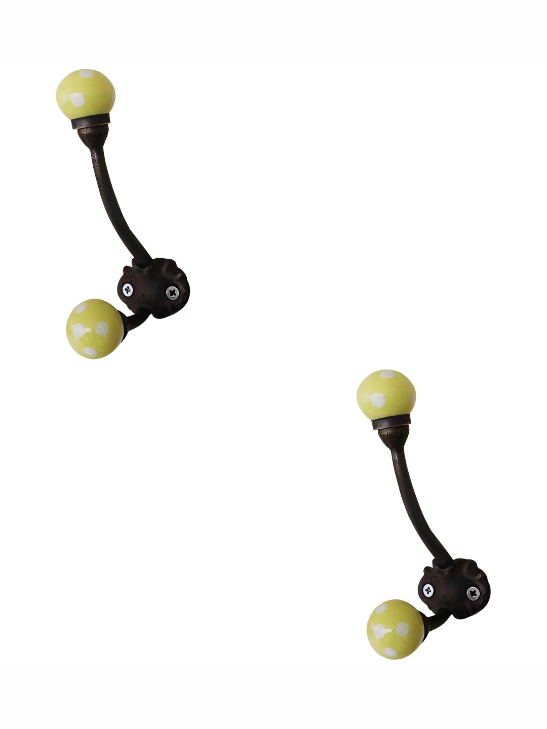 

IndianShelf Yellow and White 2 Pieces Dot Printed Ceramic Wall Hooks