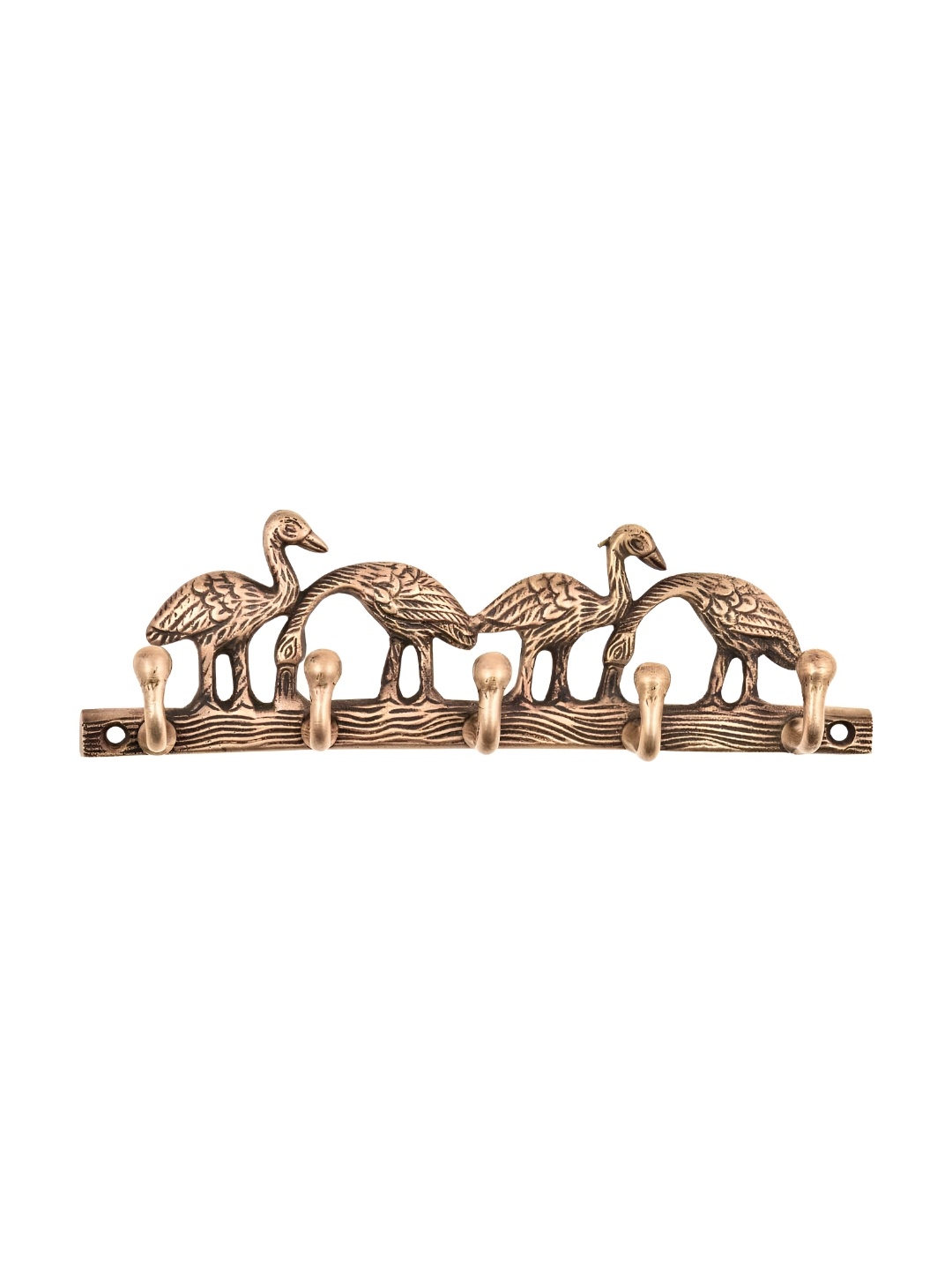 

IndianShelf Gold-Toned Textured Brass Birds Shaped Wall Hooks