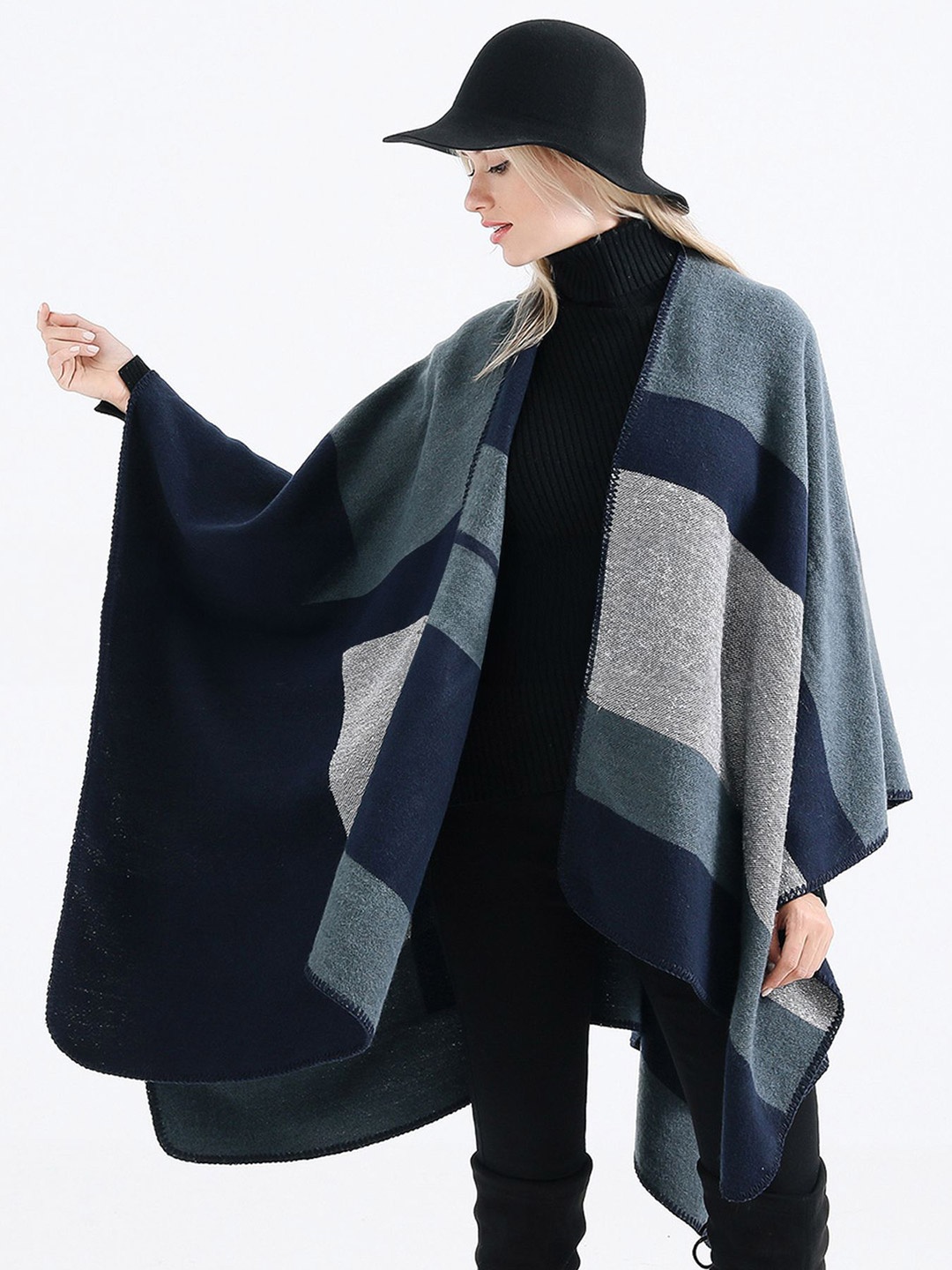 

LULU & SKY Women Printed Shrug, Blue