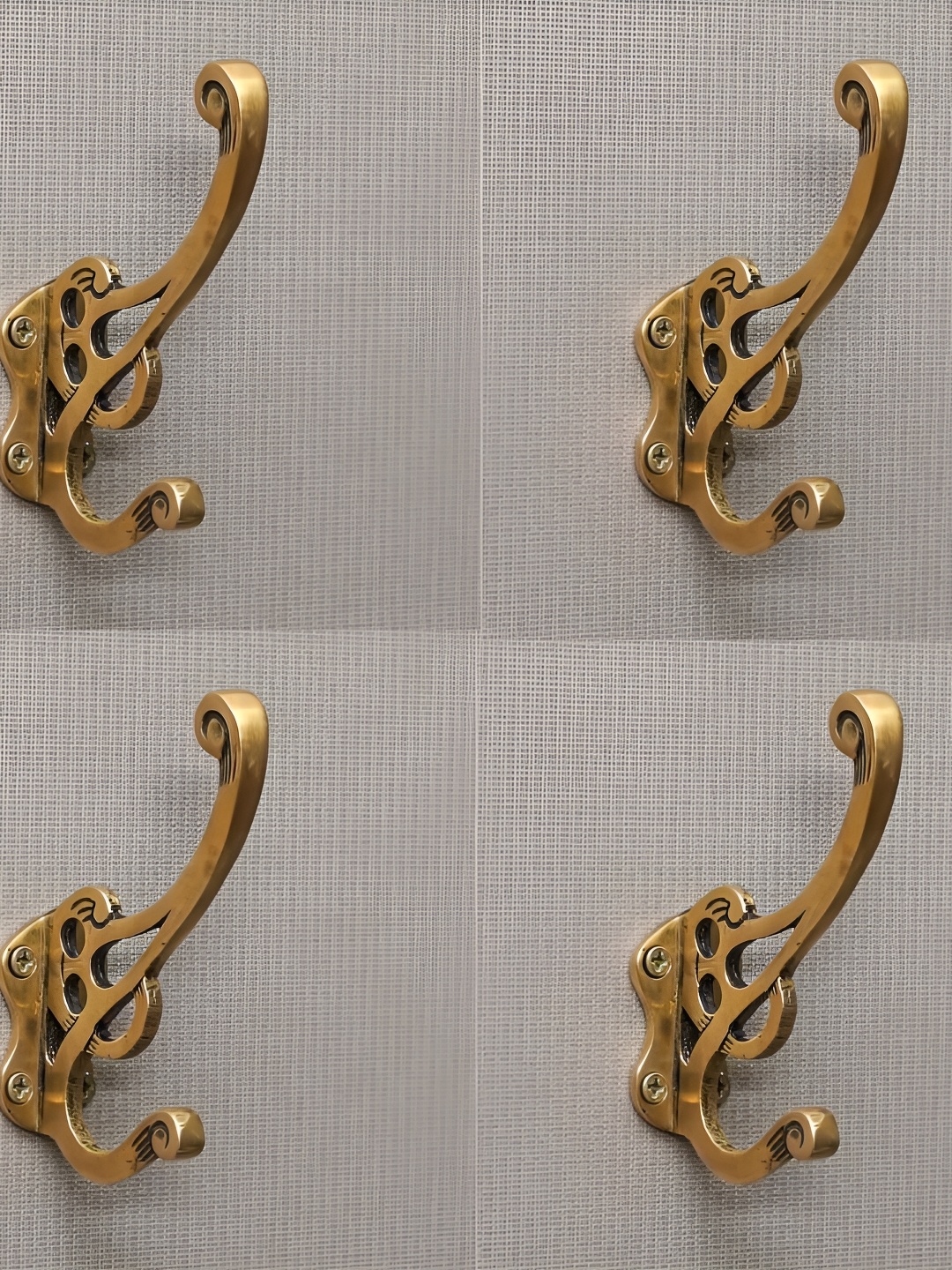 

IndianShelf Gold-Toned 4 Pieces Brass Nostalgic Wall Hangers Key Hooks