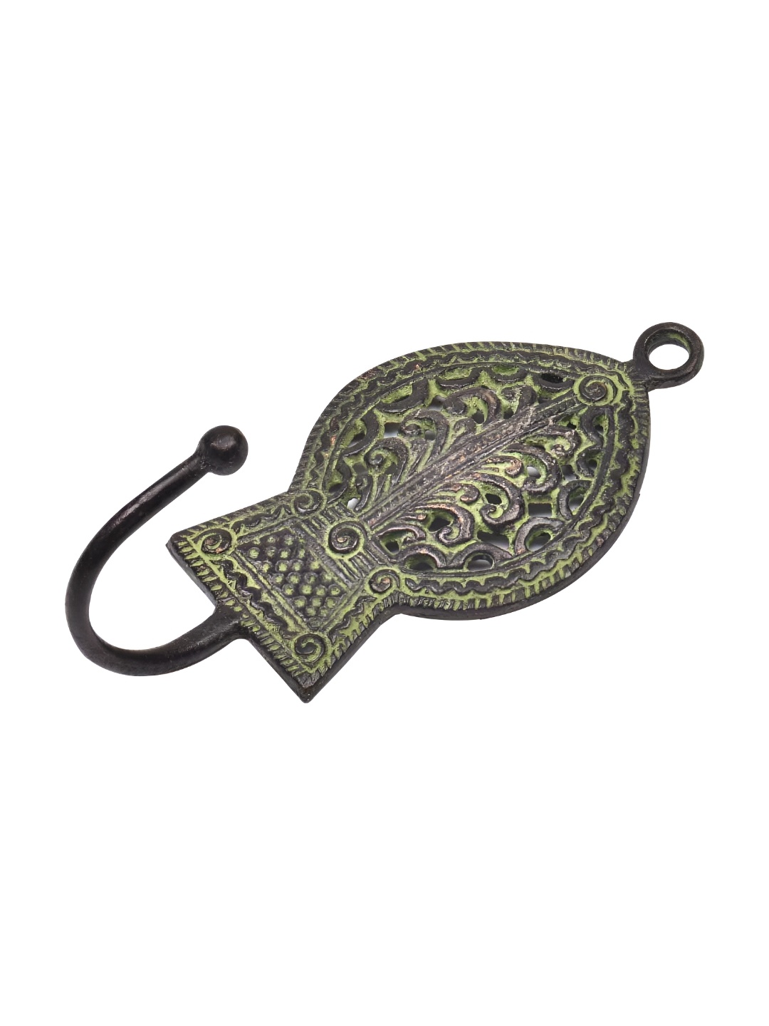 

IndianShelf Black Brass Leaf Wall Hangers Key Hook