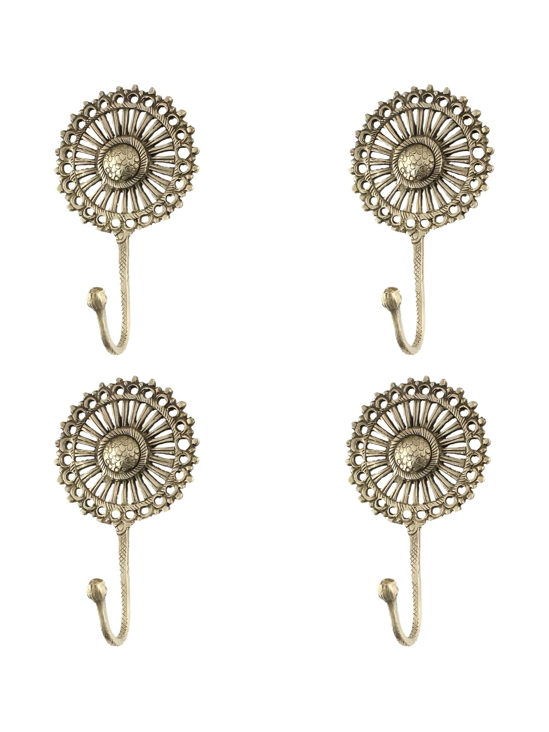 

IndianShelf Gold Toned 4 Piece Flower Brass Wall Hooks