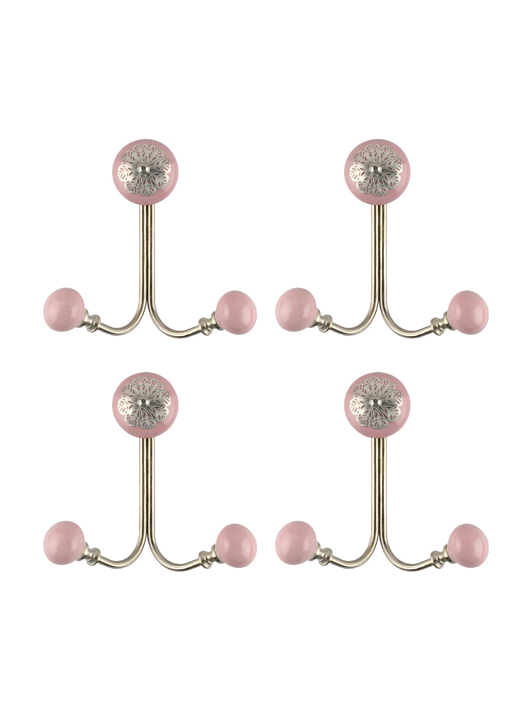 

IndianShelf Pink 4 Pieces Ceramic Strewn Key Holder Key Holders