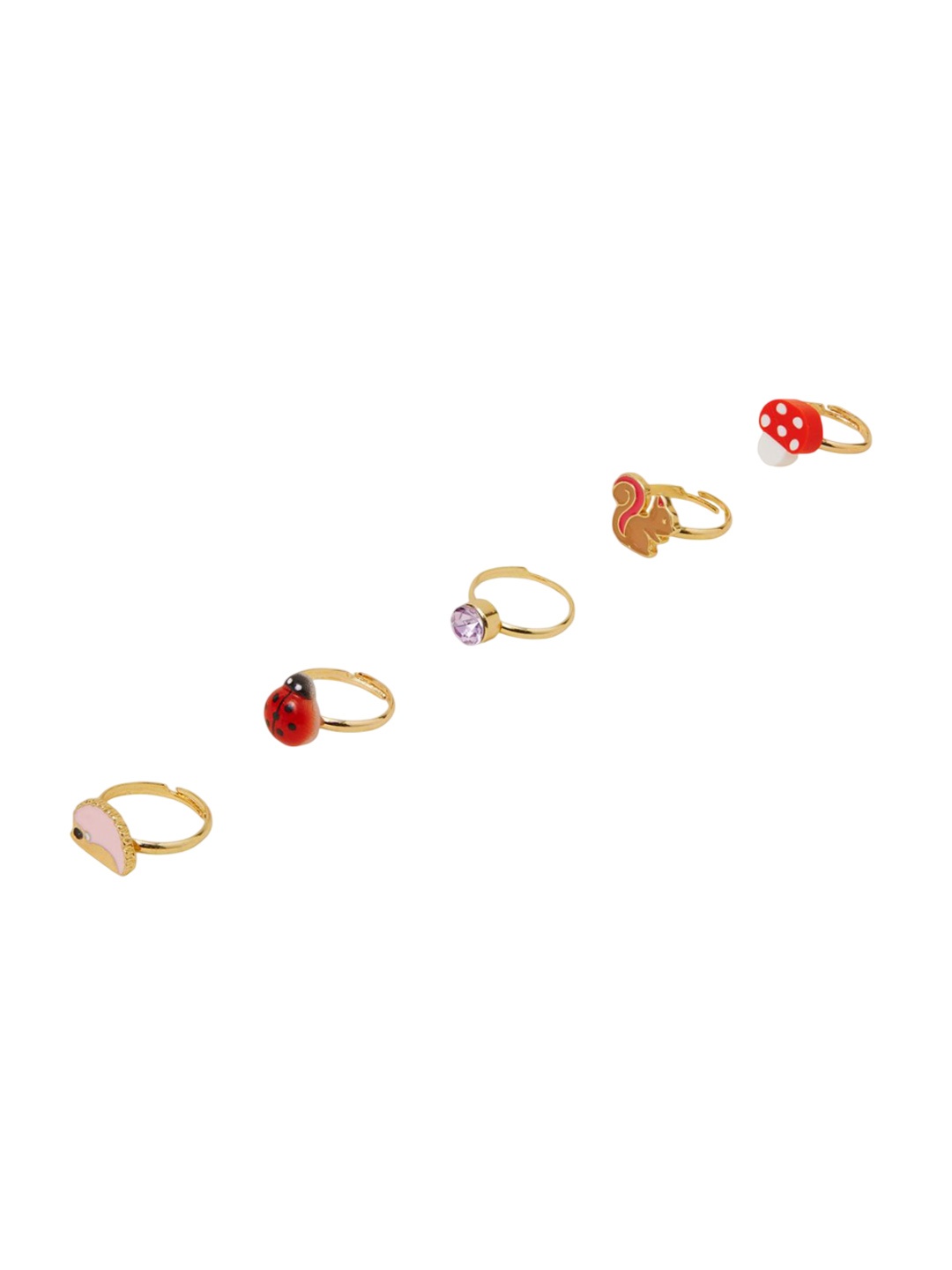 

Accessorize Girls Set Of 5 Stone Studded Adjustable Finger Ring, Gold