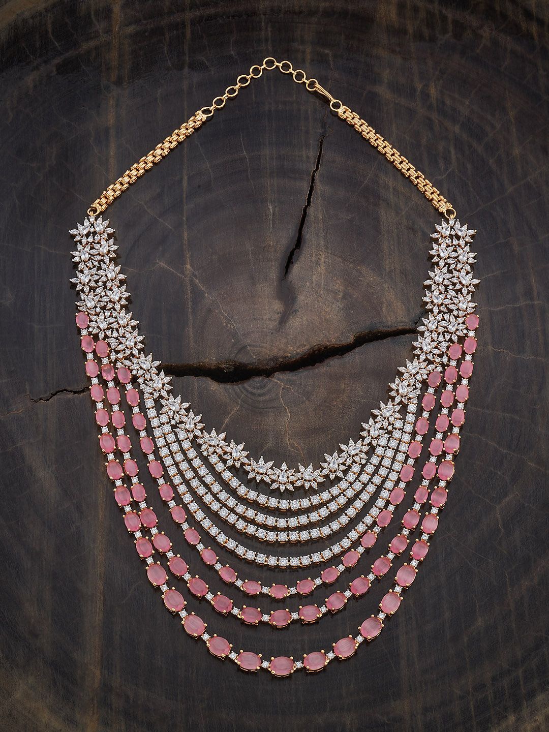 

Kushal's Fashion Jewellery Rhodium-Plated Zircon Studded Necklace, Silver