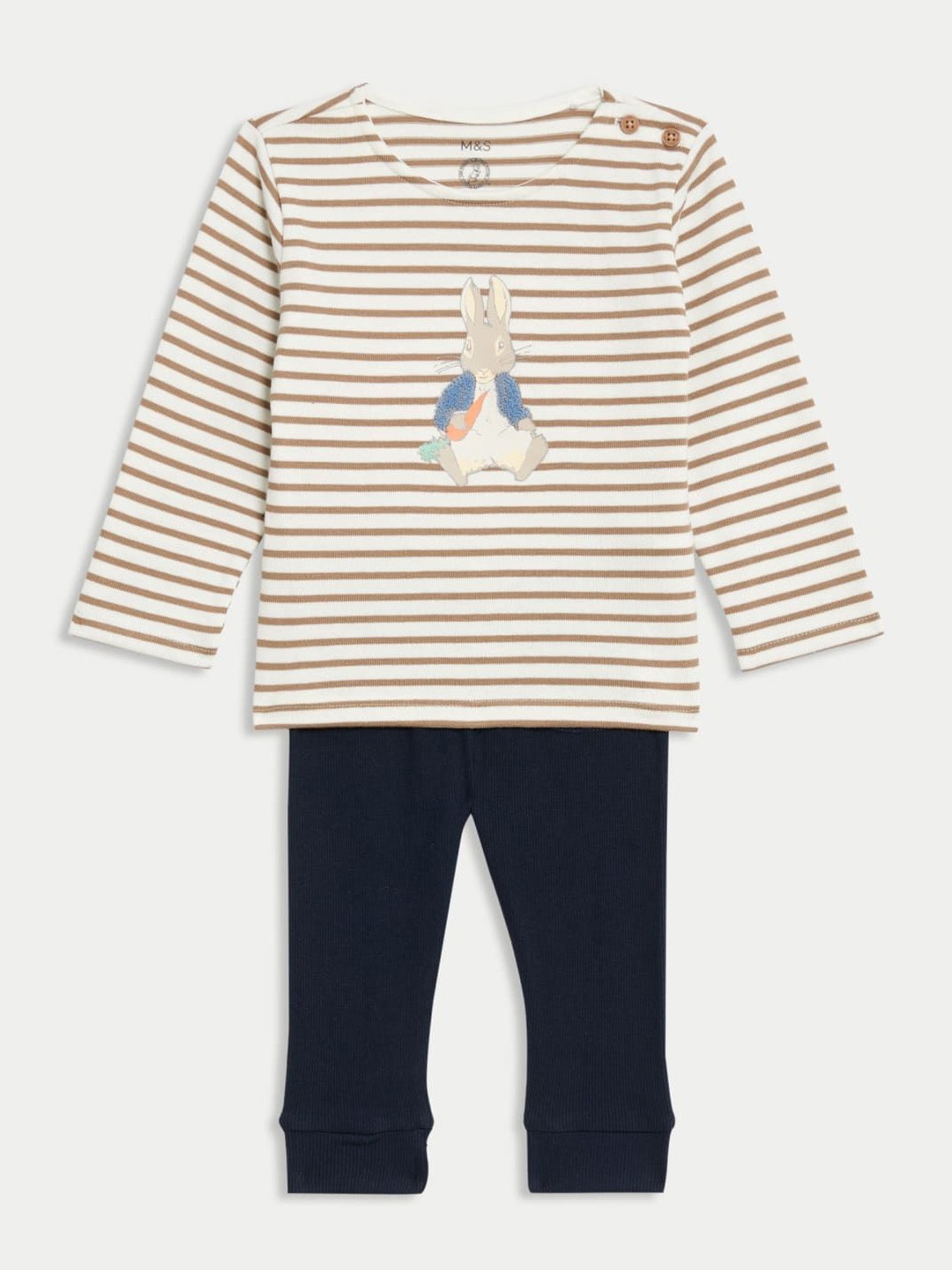 

Marks & Spencer Boys Striped T-shirt with Trousers, White