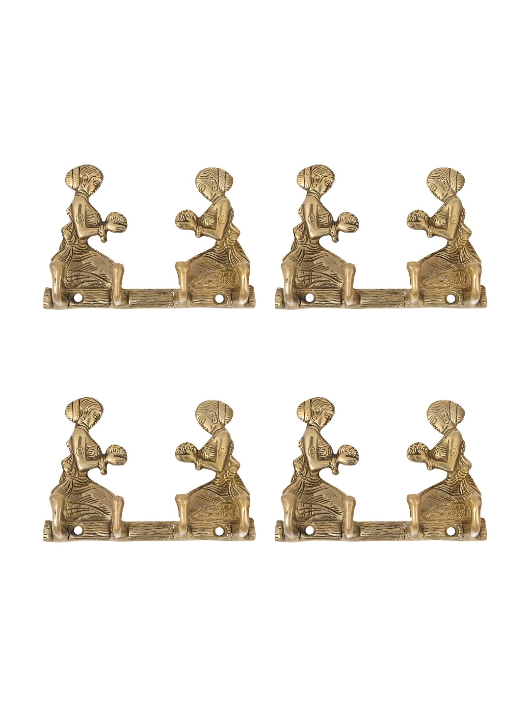 

IndianShelf Goldtoned 4 Piece Brass Lady Wall Hooks, Gold