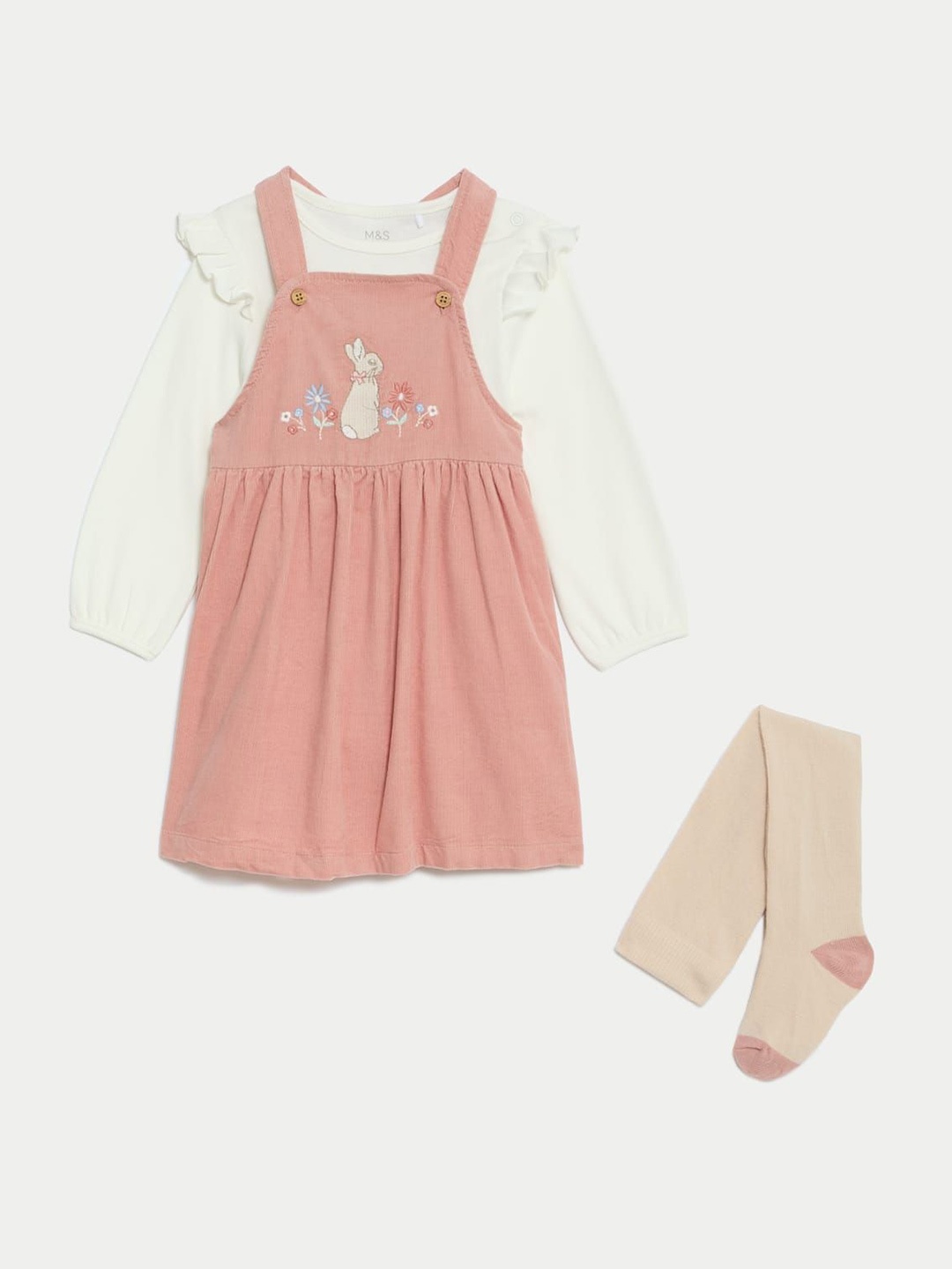 

Marks & Spencer Girls Rabbit Embroidered Pinafore Dresses, Pink