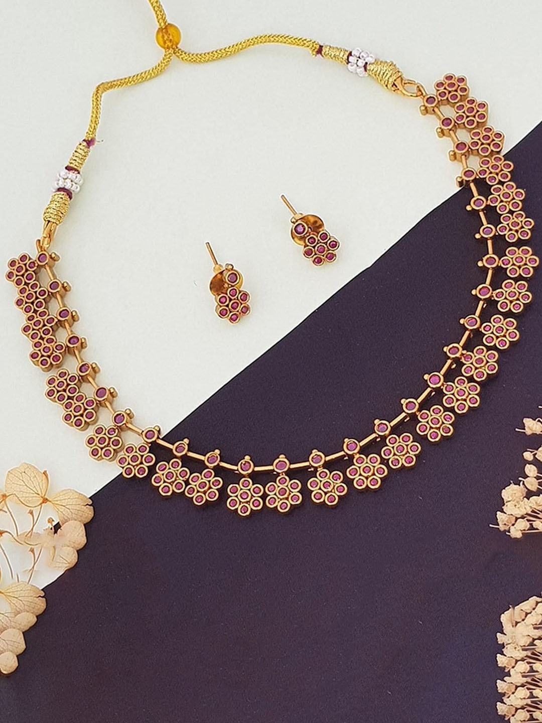 

GRIIHAM Gold-Plated AD Studded Jewellery Set
