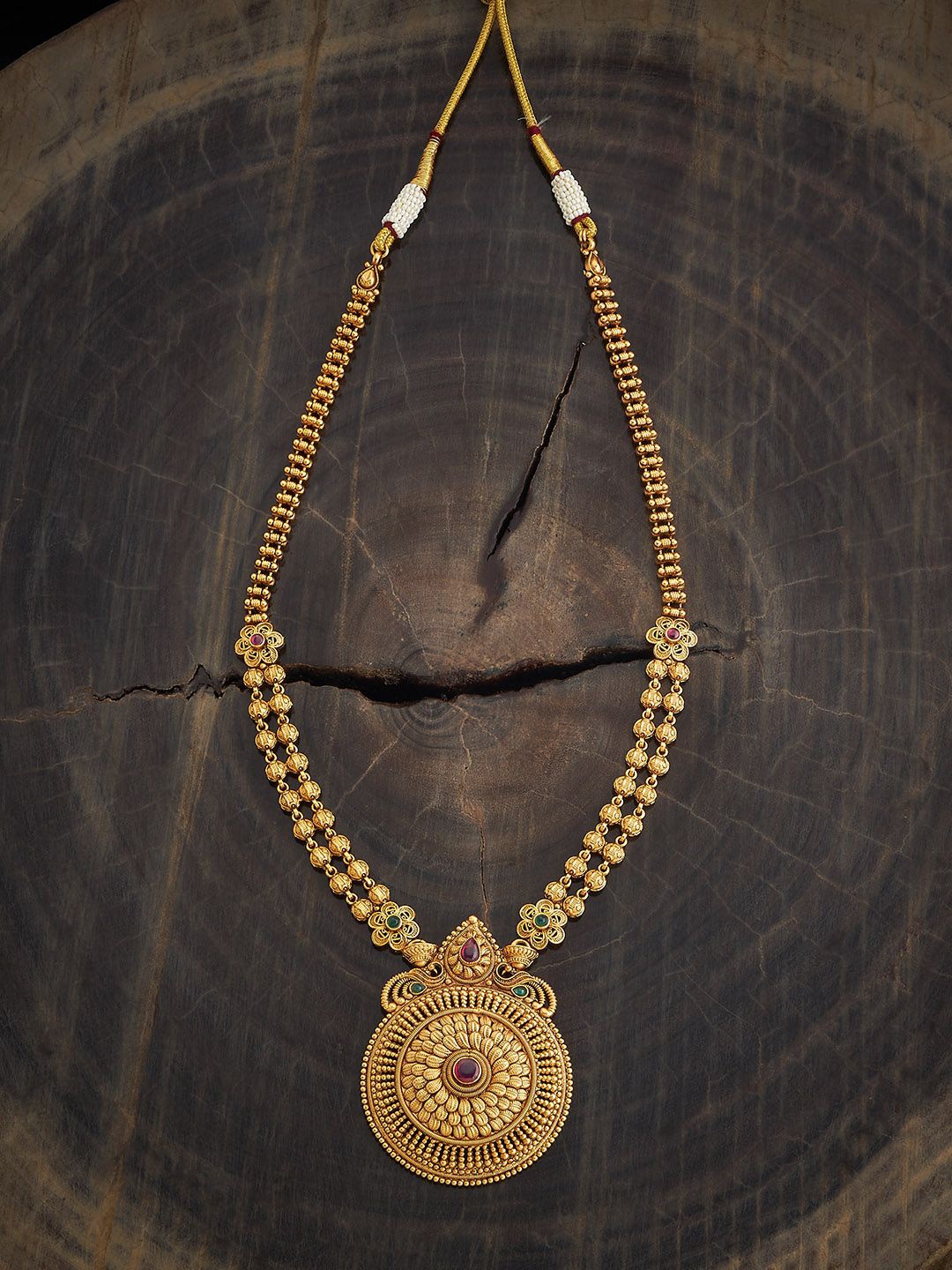 

Kushal's Fashion Jewellery Gold-Plated Stone Studded Antique Necklace