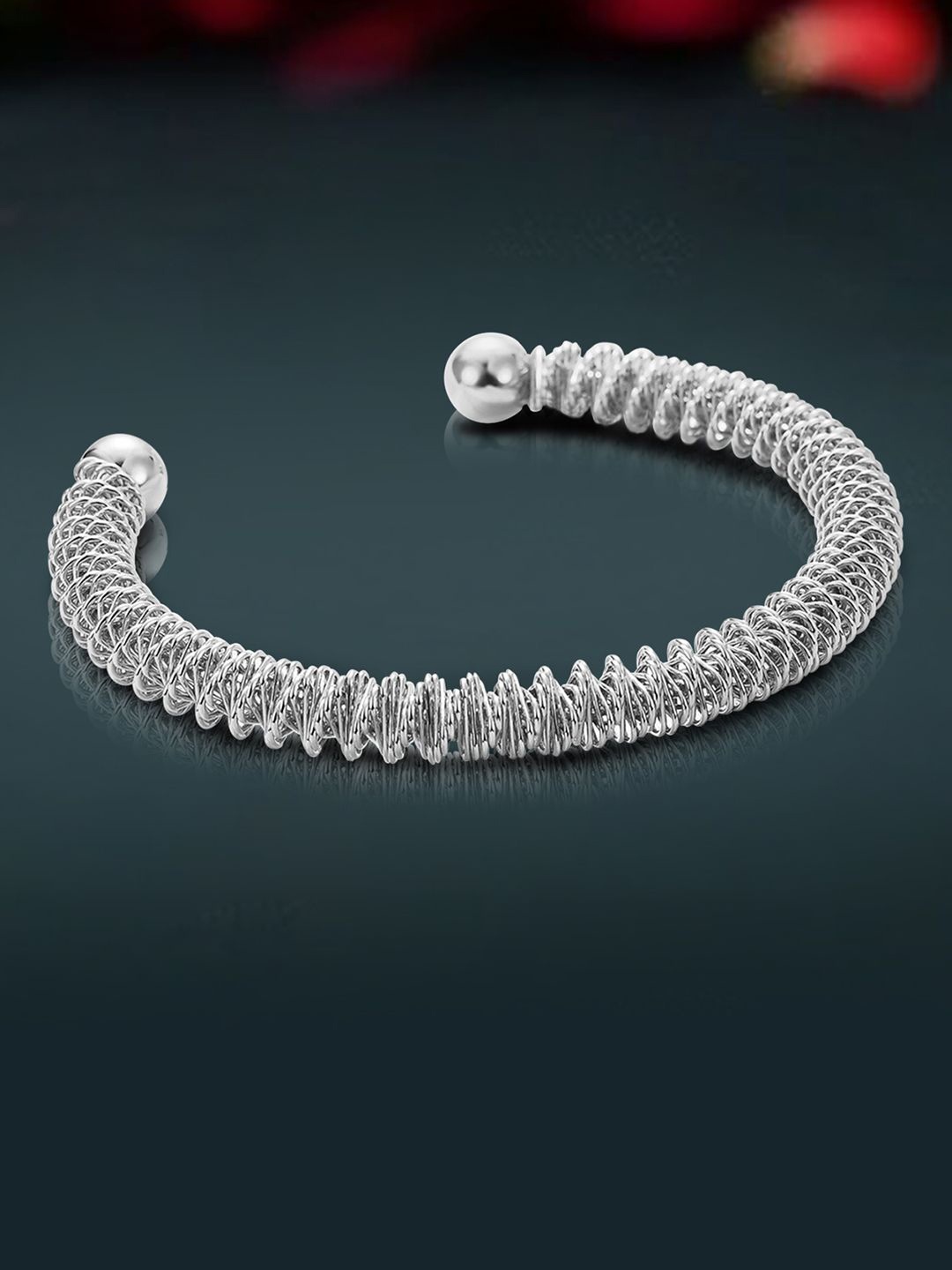 

Peora Men Silver-Plated Stainless Steel Kada Bracelet