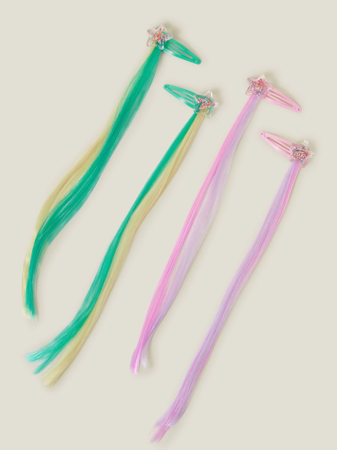 

Accessorize Girls Set of 4 Tic Tac Hair Clip Faux Hair Extensions, Pink