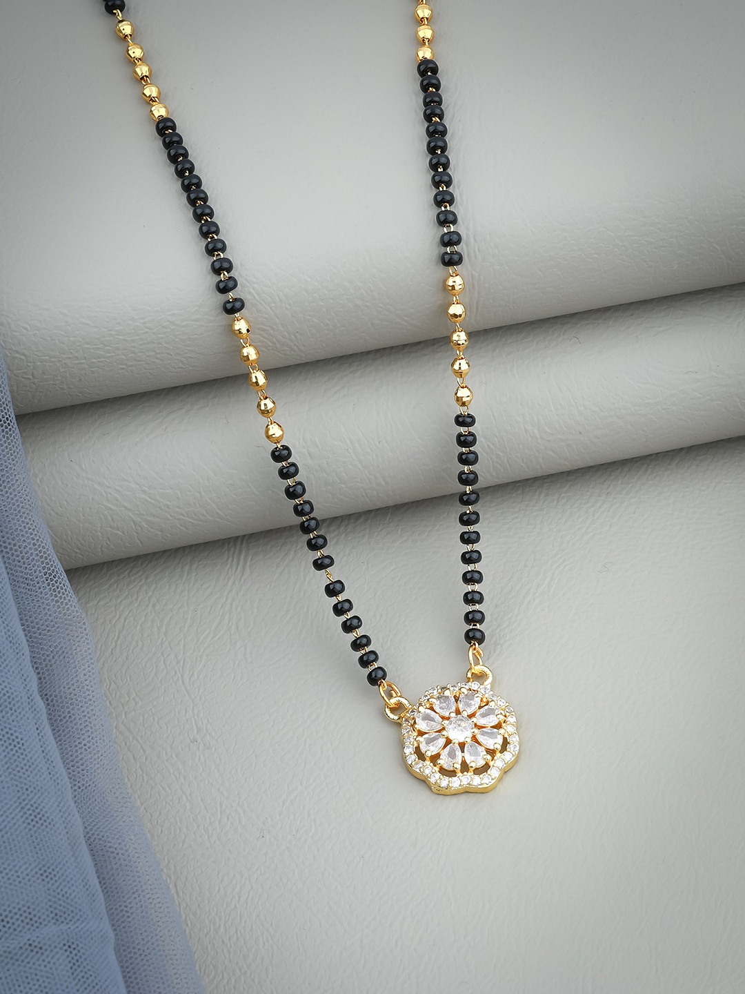 

Wynona Stone Studded & Beaded Mangalsutra, Gold