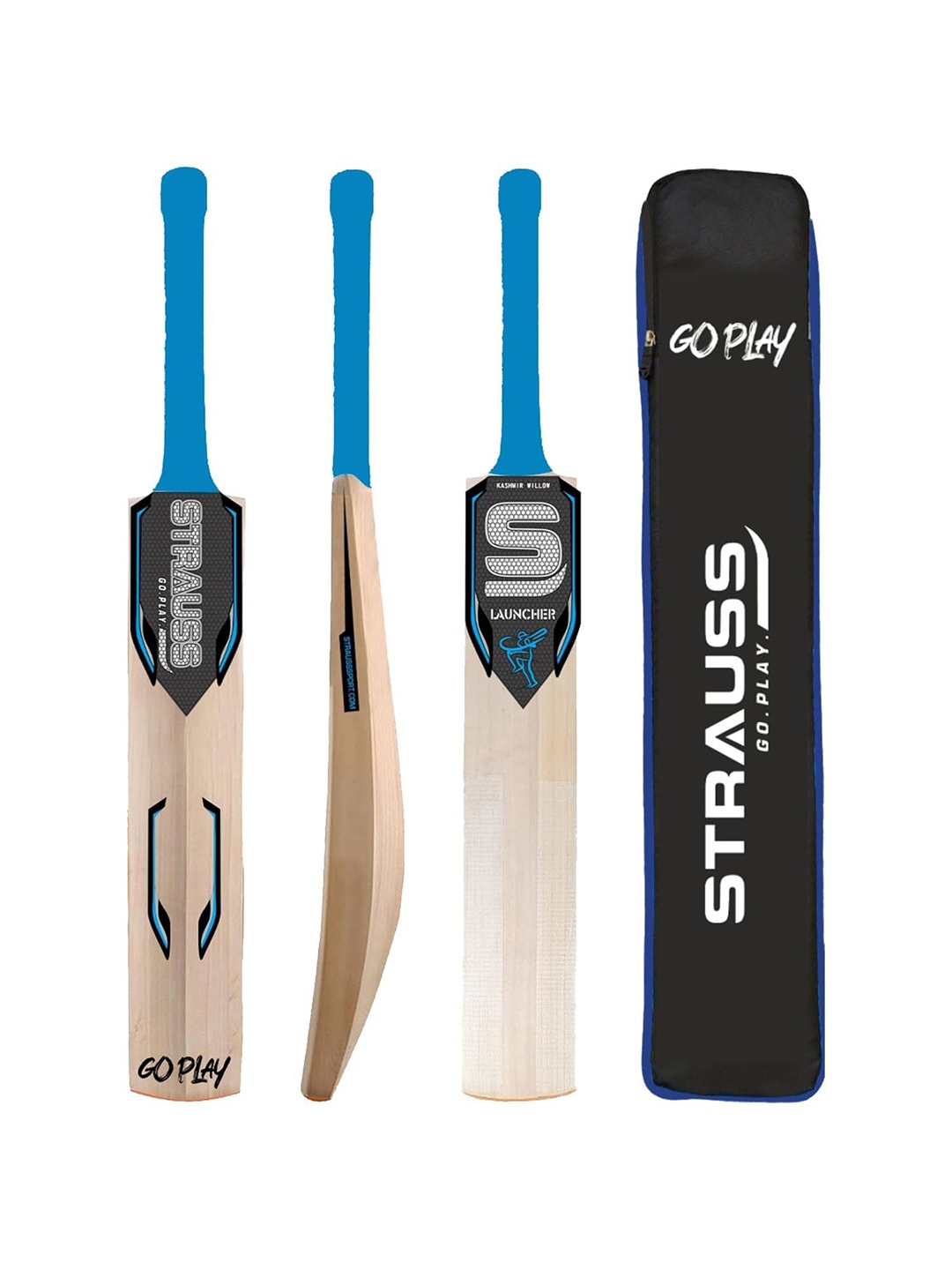 

STRAUSS Slogger Kashmir Willow Cricket Bat, Blue