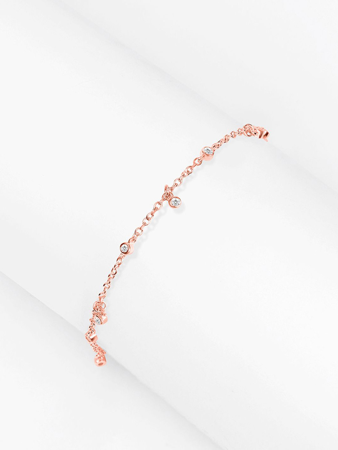 

Nistra Sparkle Symphony Sterling Silver Rose Gold-Plated Cubic Zirconia Link Bracelet