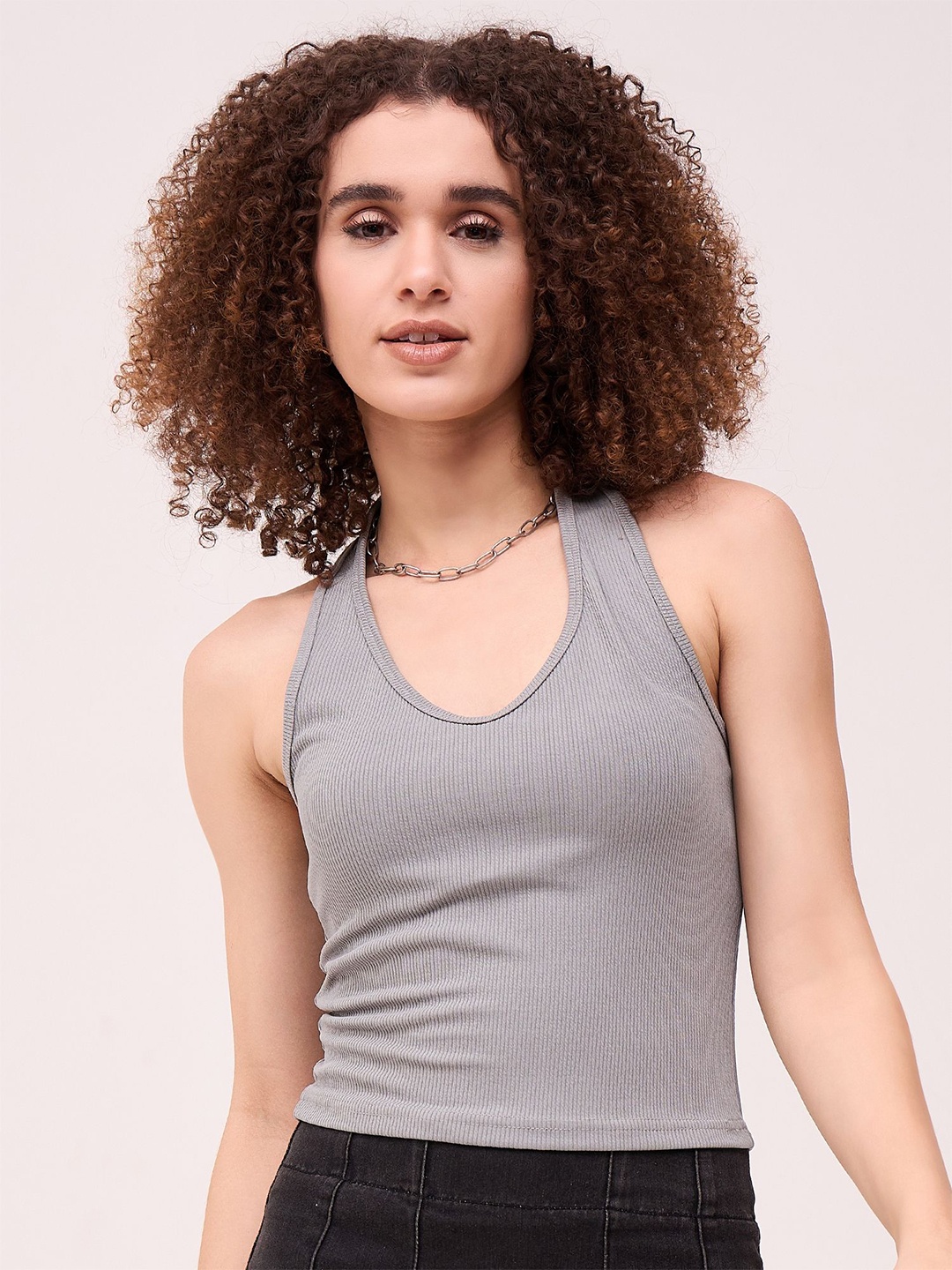 

Mayra Women Halter Neck Tank Top, Grey