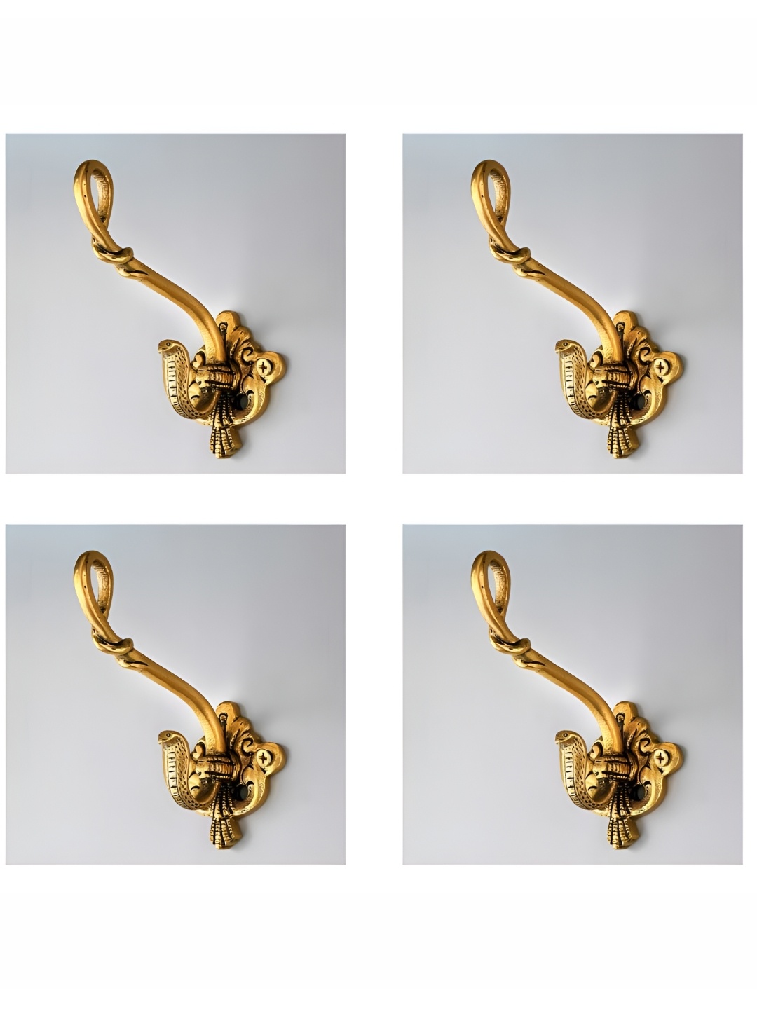 

IndianShelf Gold-Toned 4 Pieces Brass Cobra Wall Hooks