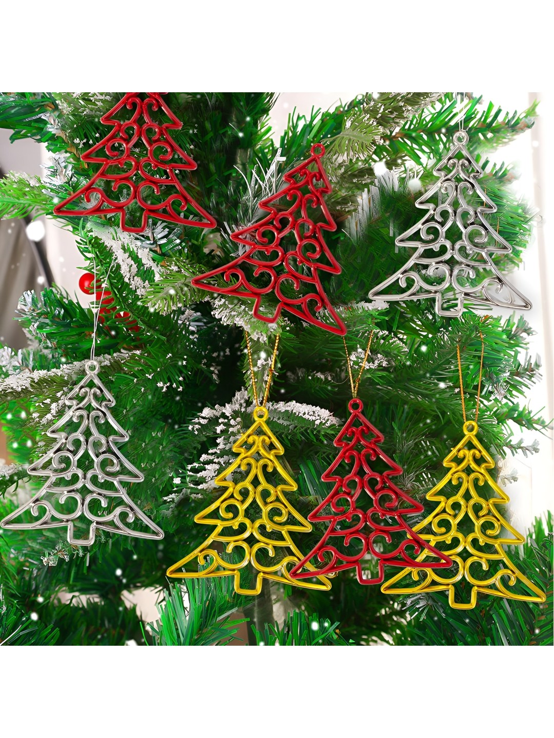 

Ascension 6-Pcs Red & Grey Christmas Hangings Tree Decors