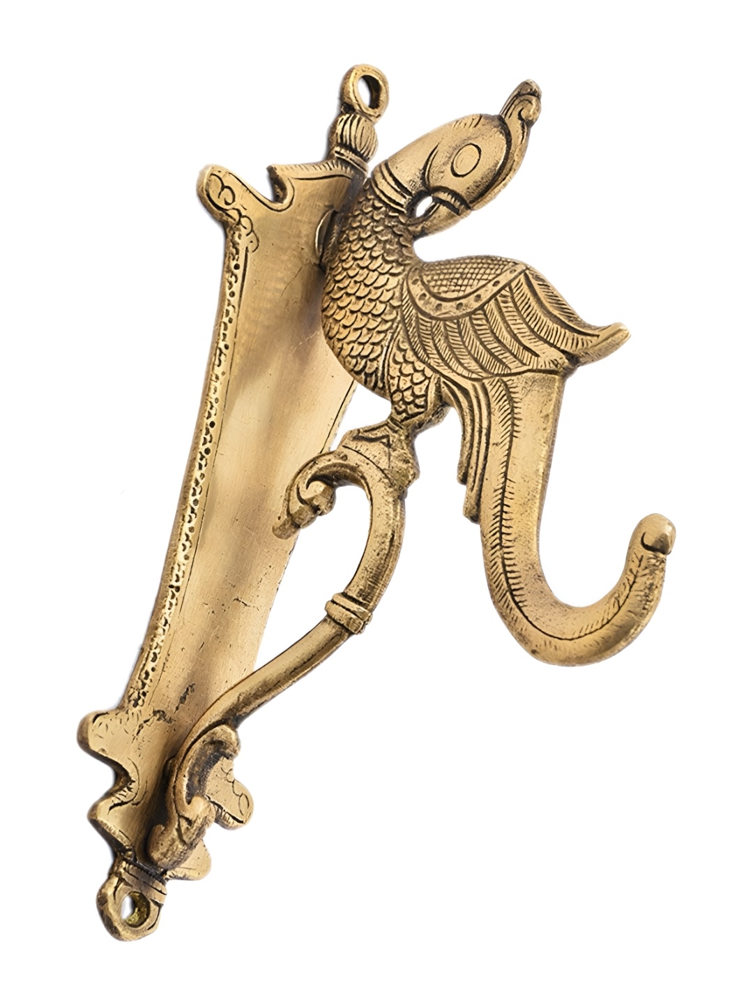 

IndianShelf Goldtoned and Black Peacock Brass Wall Hooks, Gold