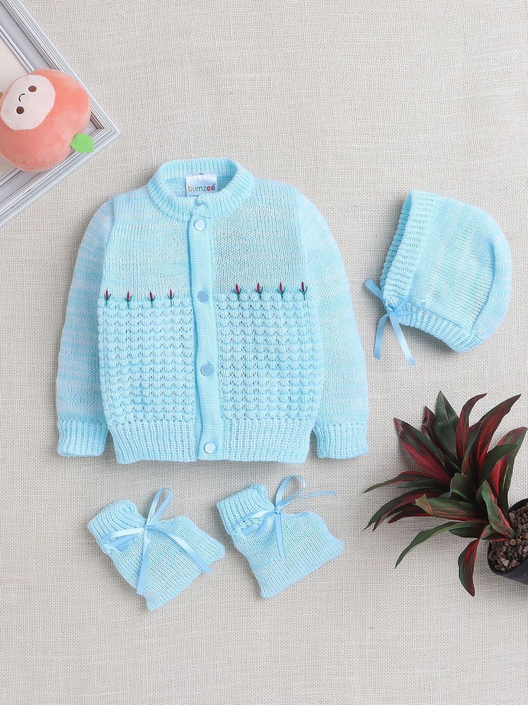 

BUMZEE Boys Cable Knit Cardigan, Blue