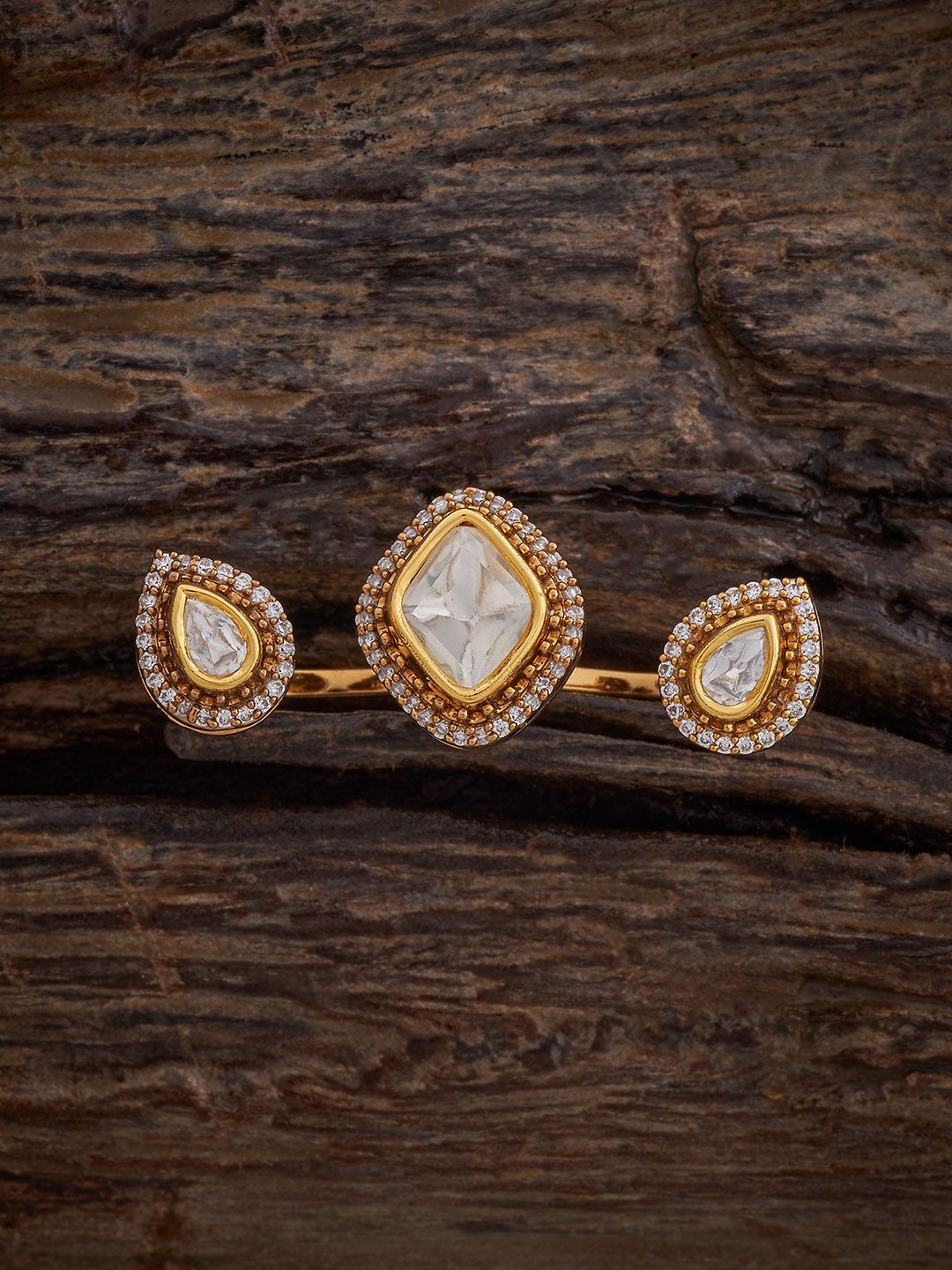 

Kushal's Fashion Jewellery Rhodium-Plated Kundan Studded Finger Ring, Gold