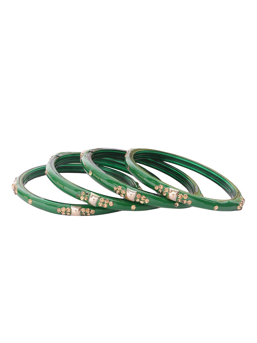 

ZULKA Set Of 12 Bangles Non Precious Metal and Silk Thread Latkan Bangle, Peach