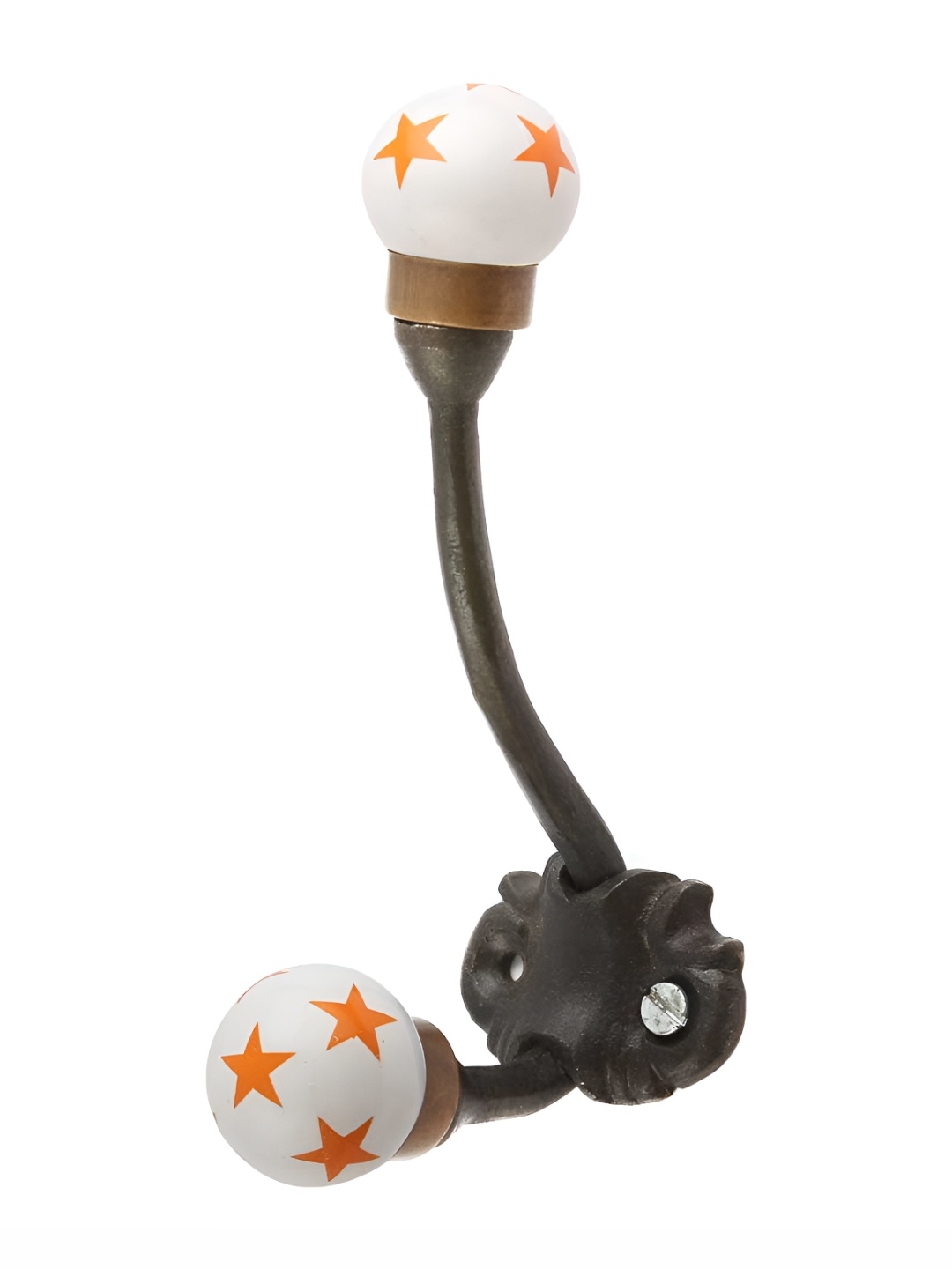 

IndianShelf Orange & White Ceramic Star Key Holder Hanger for Clothes Wall Mounted