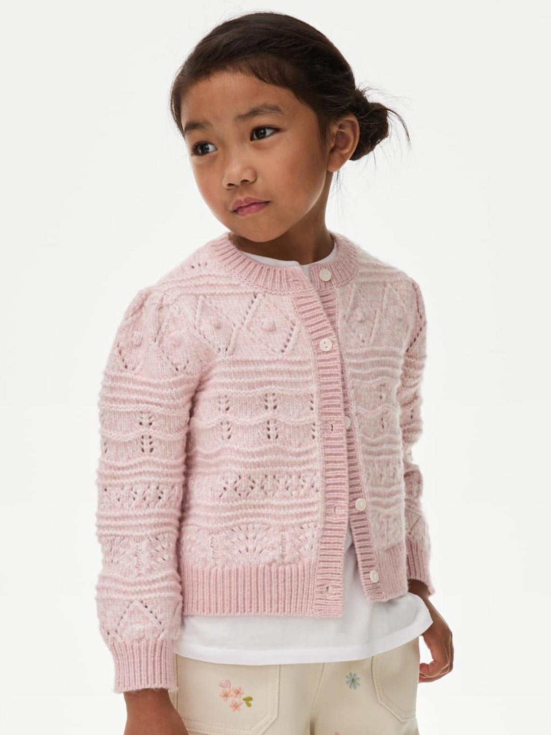 

Marks & Spencer Girls Open Knit Cardigan, Pink