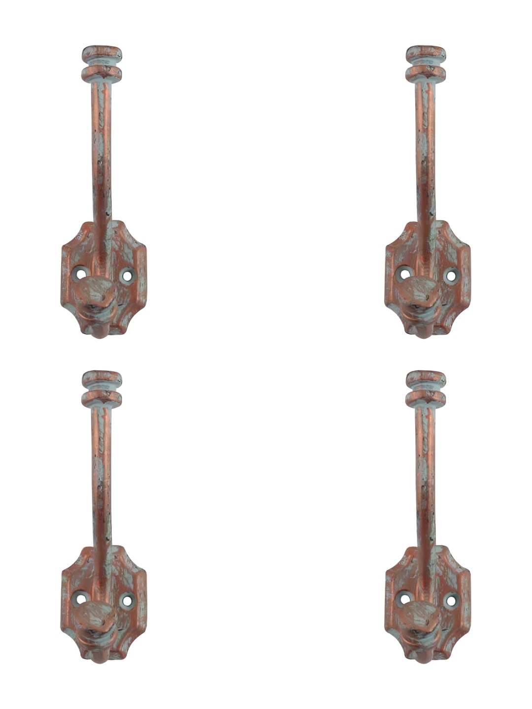 

IndianShelf Bronze & Blue 4 Pieces Abstract Printed Iron Hay Wall Mounted Hooks