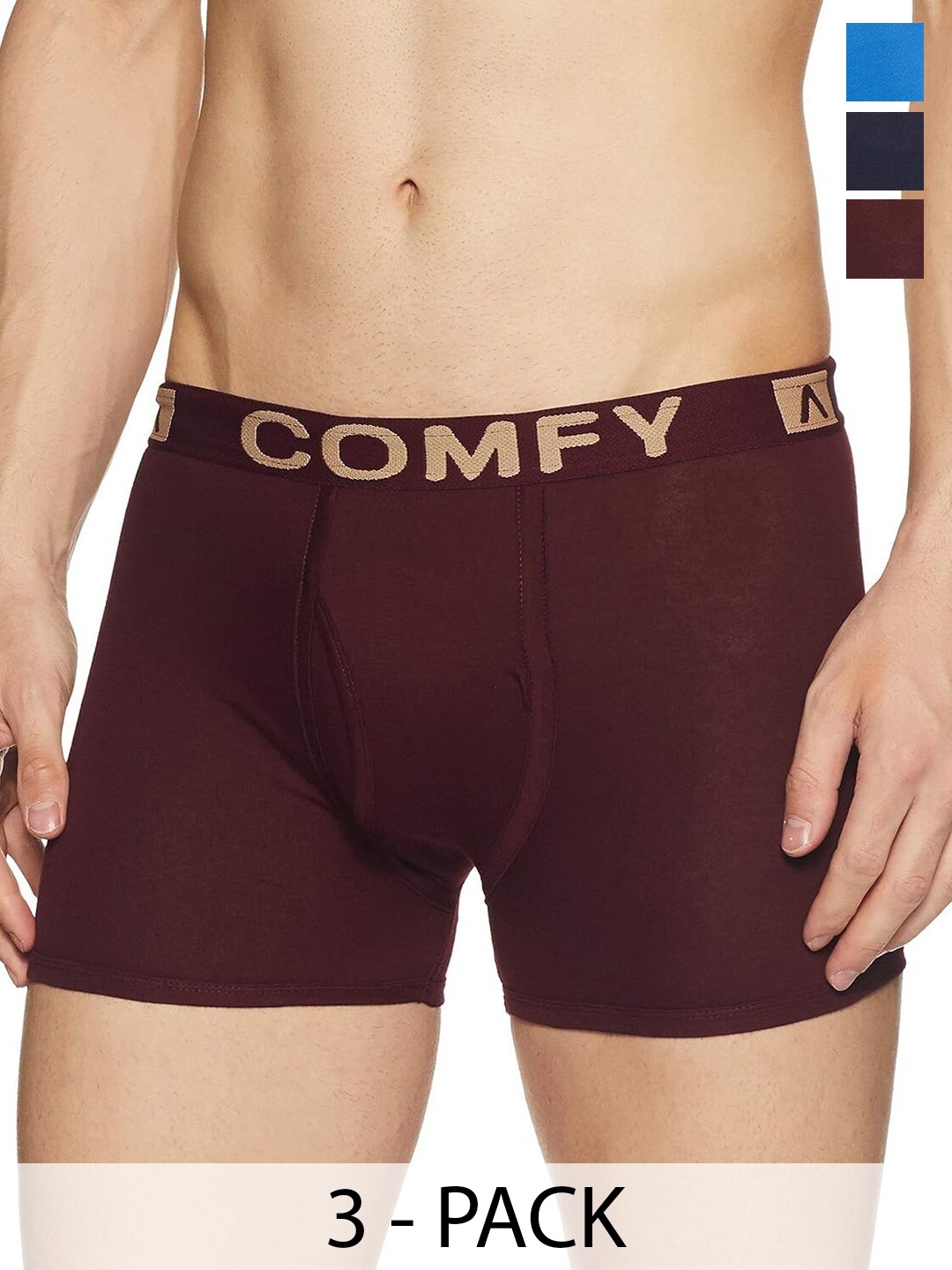 

AMUL COMFY Men Pack Of 3 Assorted Short Trunks Comfy-Plain-Trunk-OE-3-90