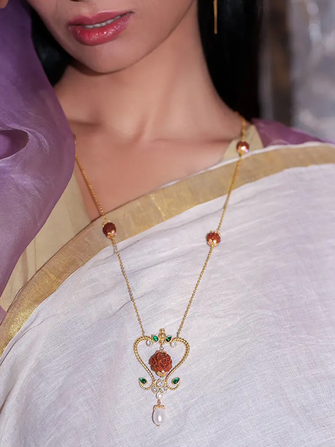 

Unniyarcha 92.5 Silver Gold-Plated Rudraksh Necklace