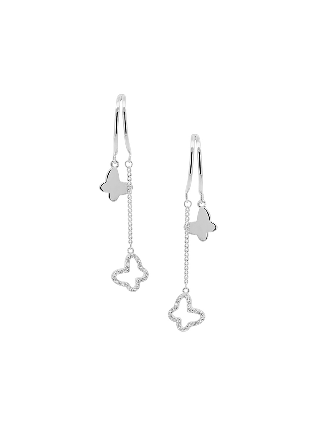 

Nistra Butterfly Shaped Drop Earrings, Silver