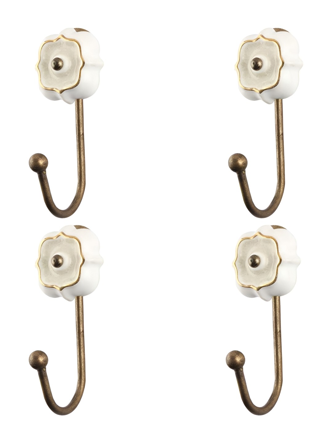 

IndianShelf Cream-Coloured 4 Pieces Ceramic Wall Hooks