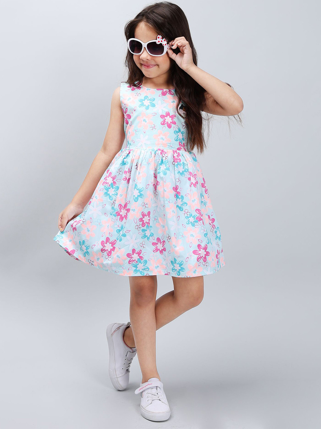 

PINK MERMAID Girls Printed A-Line Dress, Blue