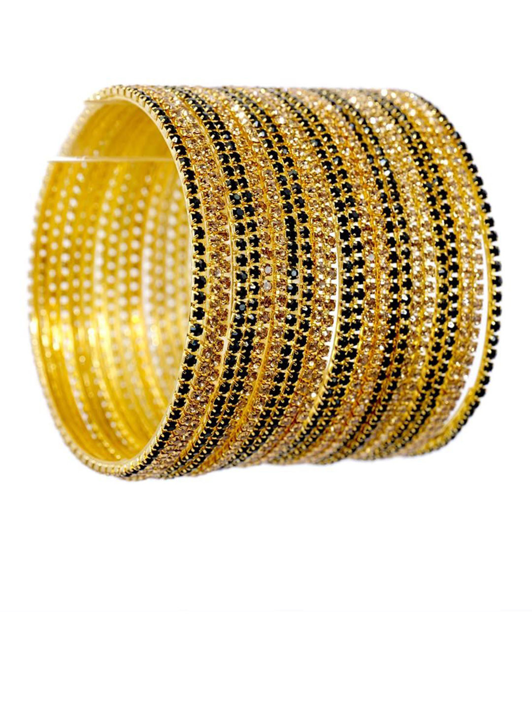 

ZULKA Set of 24 Metal Zircon Gemstone Studded Bangles, Gold