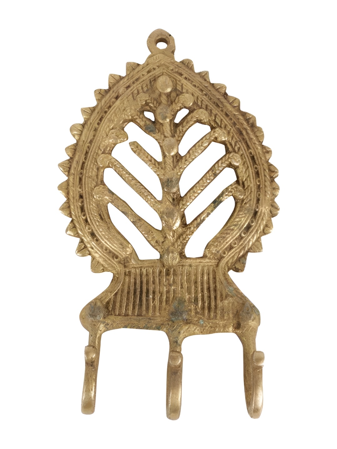 

IndianShelf Gold Toned Brass Tribal Leaf Wall Hook