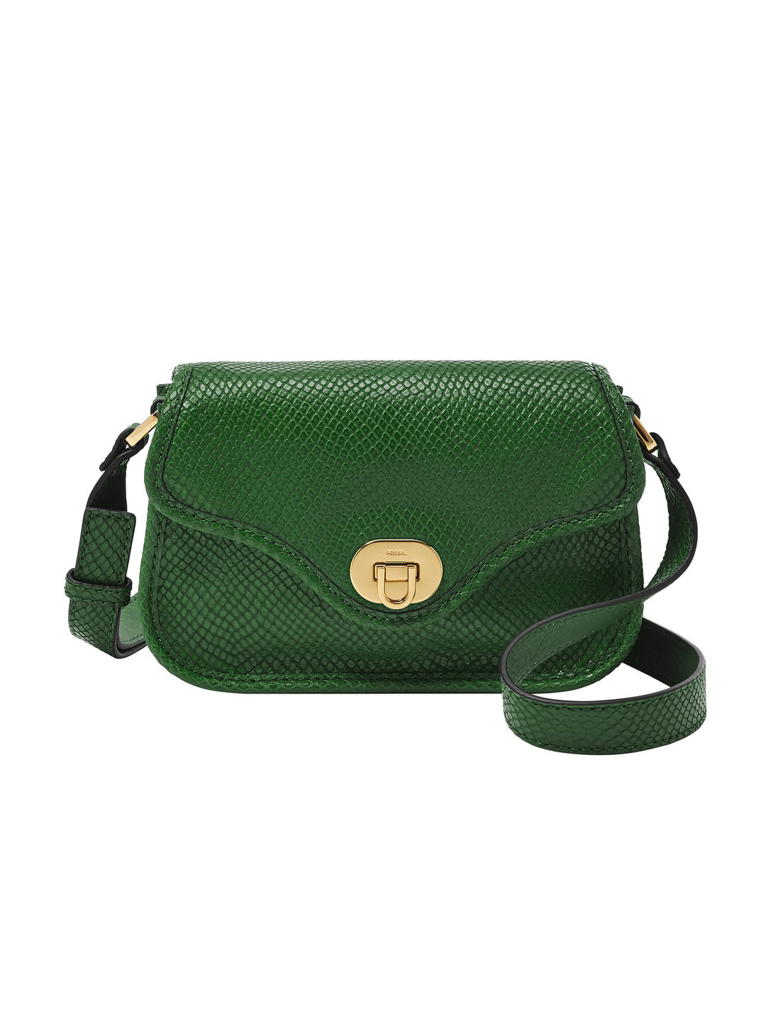 

Fossil Printed Leather Structured Sling Bag with Buckle, Green