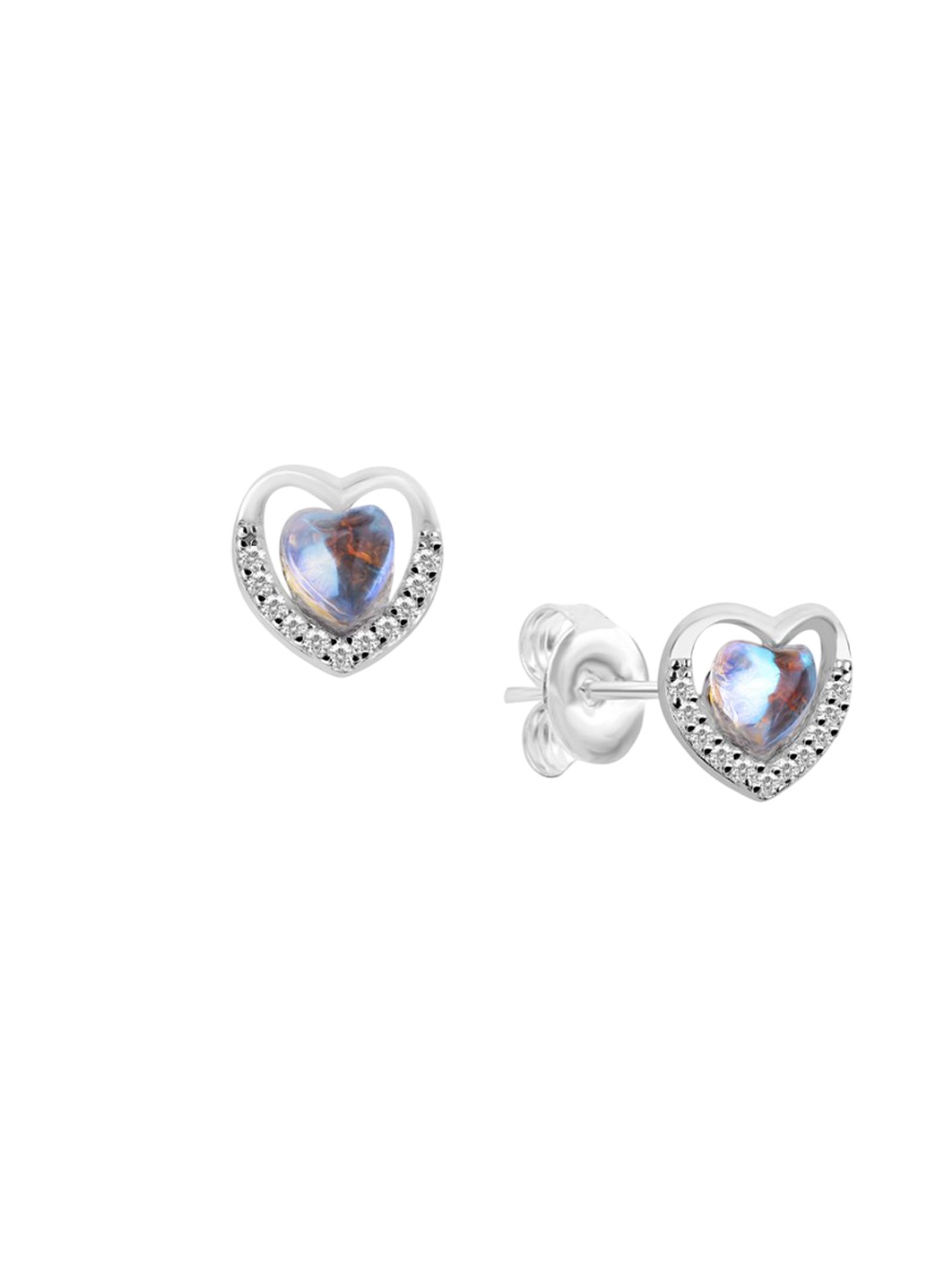 

Nistra Heart Shaped Studs Earrings, Silver