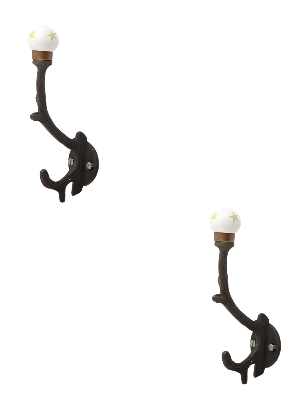 

IndianShelf Green & White 2 Pieces Ceramic Star Tree Door Hangers Wall Hook