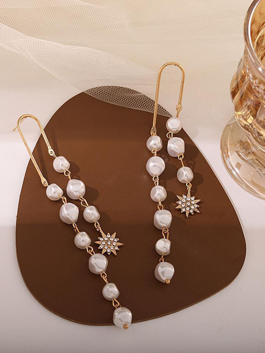 

DESTINY JEWELS Gold-Plated Contemporary Drop Earrings, Green