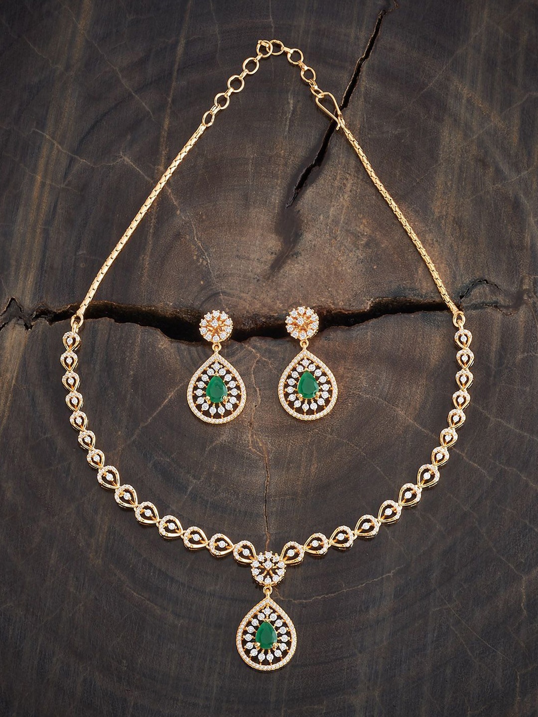 

Kushal's Fashion Jewellery Gold-Plated CZ Stone Studded Jewellery Set