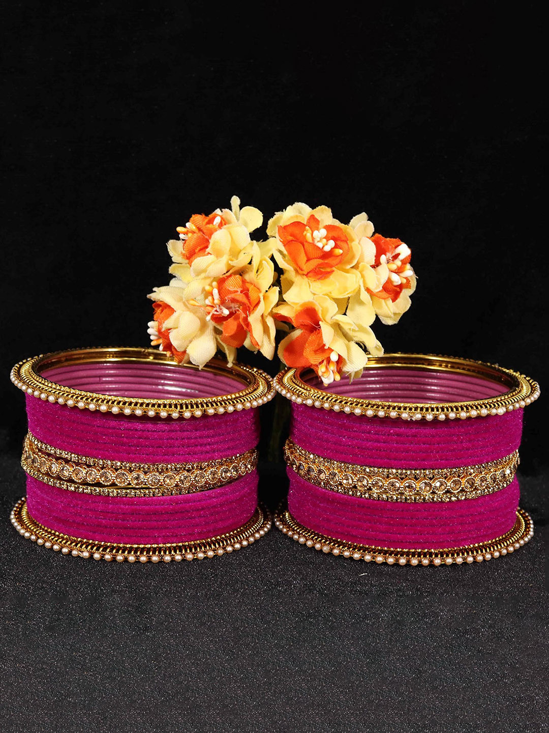 

ZULKA Set Of 34 Zircon Studded Metal Bangles, Purple