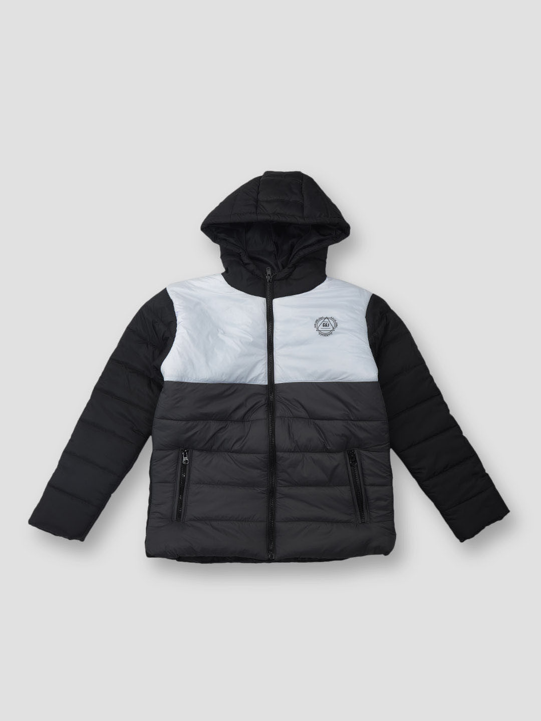 

Gini and Jony Boys Hooded Colourblocked Casual Puffer Jacket, Black