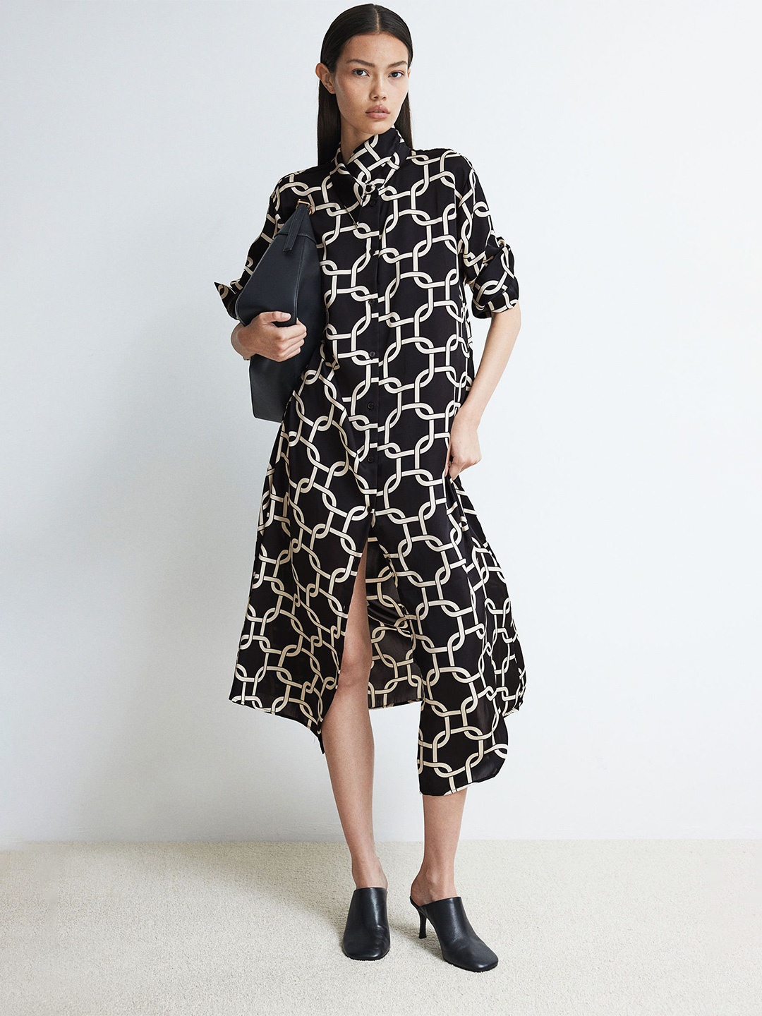 

H&M Tie-Belt Shirt Dress, Black