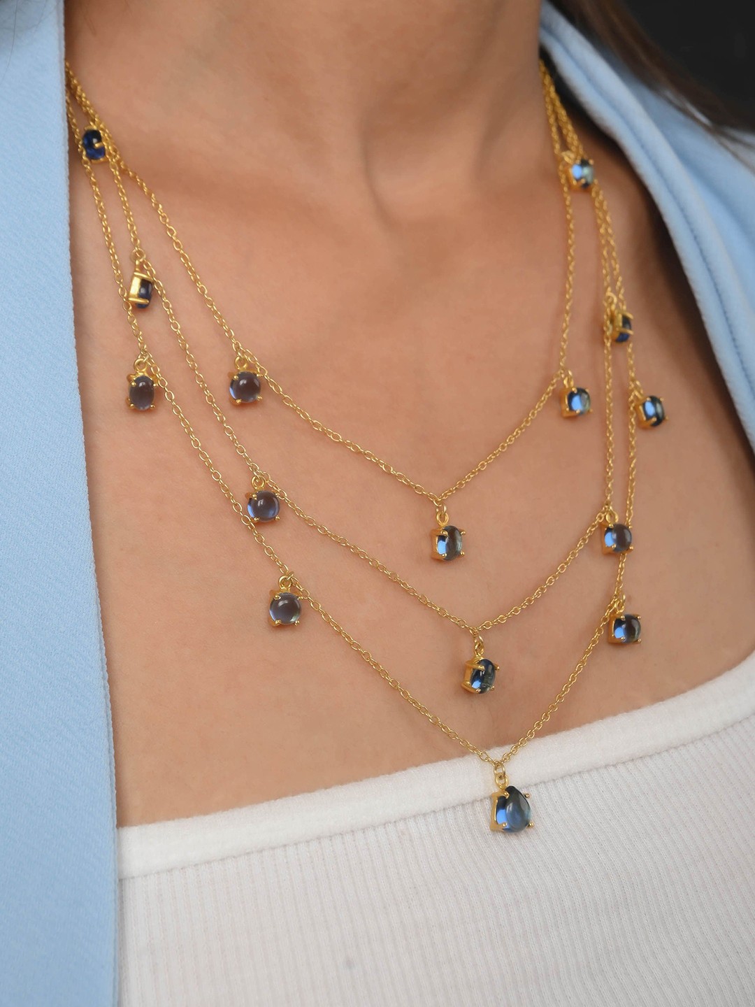 

TOTAPARI Gold-Plated Crystals Studded Layered Necklace